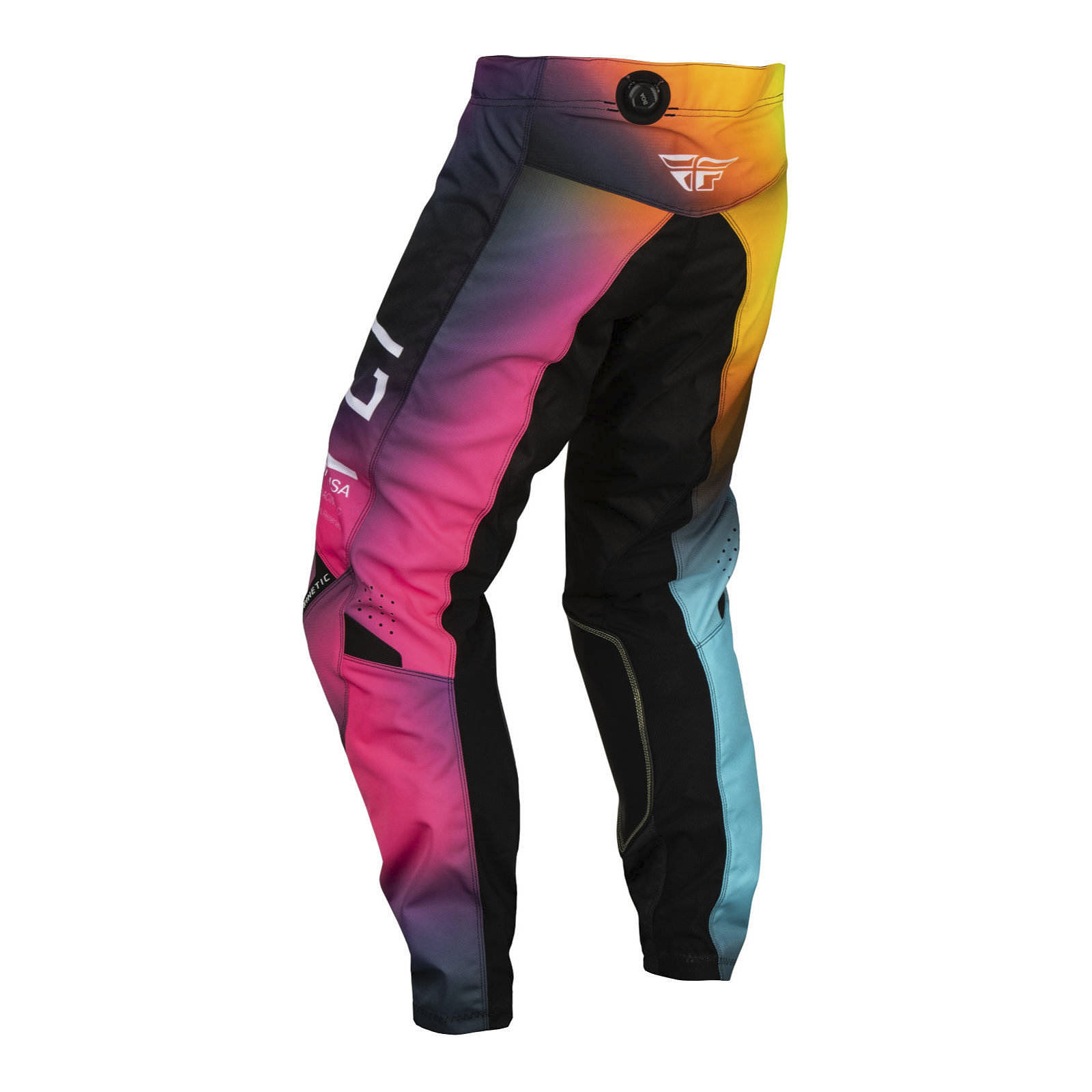 FLY Racing Kinetic Motocross Pants Youth Fuschia / Electric Blue / Hi-Vis - Image 2