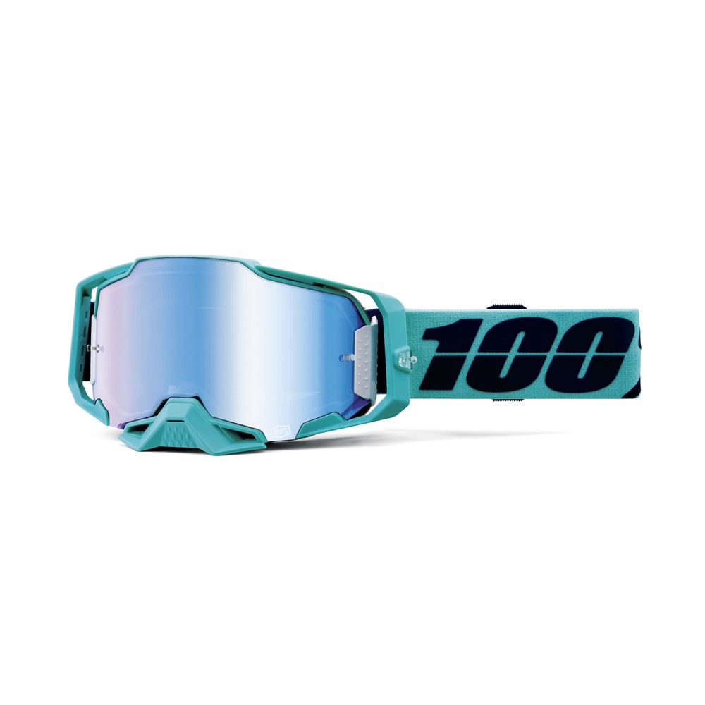100% Armega Motocross Goggles Esterel - Mirror Blue Lens