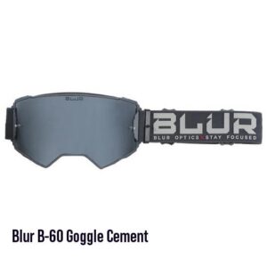 Blur B-60 Cement Motocross Goggles Matte Grey Silver Lens - Image 1