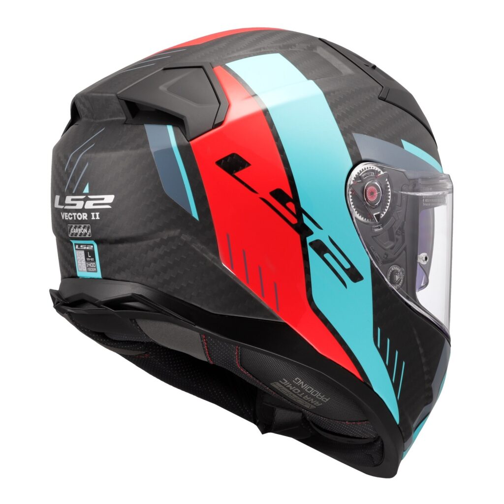 LS2 FF811 Vector II Carbon Grid Road Helmet Red/Cyan