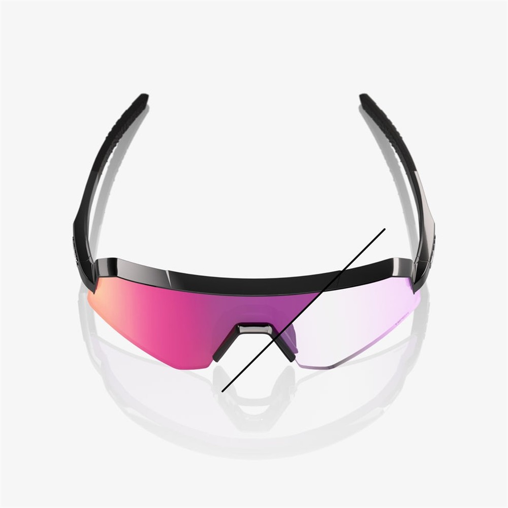 100% Slendale SL Gloss Black Sunglasses Purple Flash Mirror Photochromic Lens