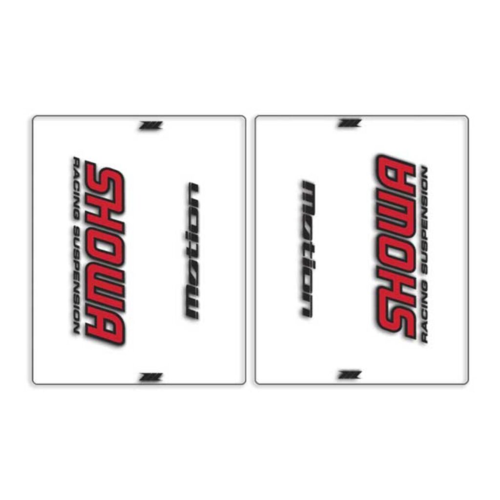 DRC Motion Front Fork Outer Decals - Showa (Clear / Red / Black)