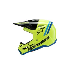 Alpinestars S-M3 Youth Motocross Helmet Radium Yellow Fluoro/Black/Blue Gloss - Image 2