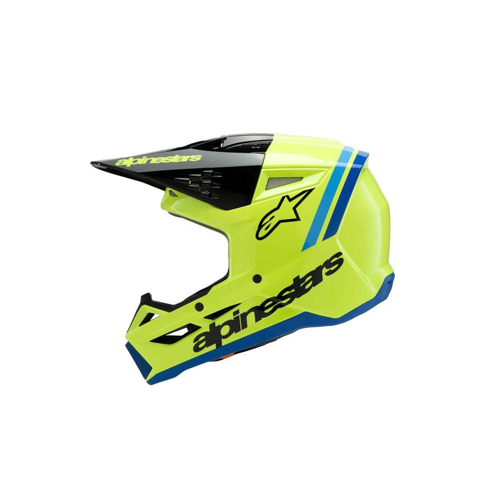 Alpinestars S-M3 Youth Motocross Helmet Radium Yellow Fluoro/Black/Blue Gloss
