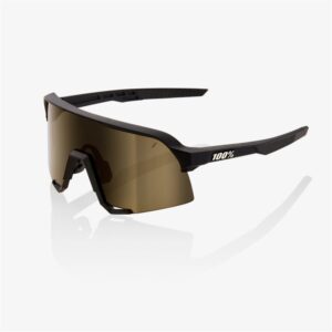 100% S3 Soft Tact Black Sunglasses Soft Gold Mirror Lens - Image 1