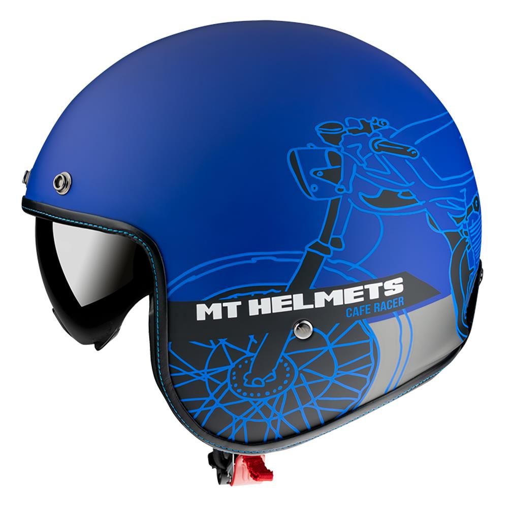 MT LE Mans 2 SV Cafe Racer Open Face Helmet Matte Blue