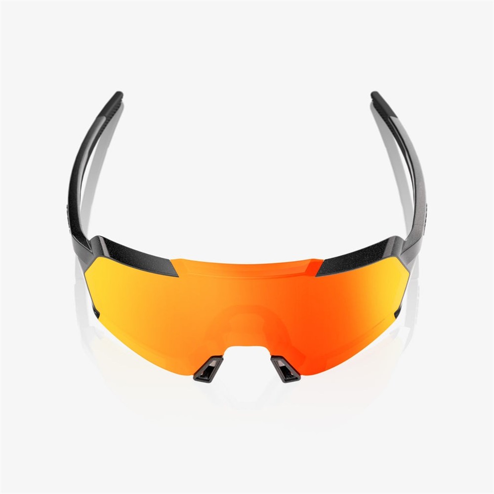 100% Korbin Gloss Metallic Black Sunglasses HiPER Red Mirror Lens