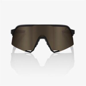 100% S3 Soft Tact Black Sunglasses Soft Gold Mirror Lens - Image 2