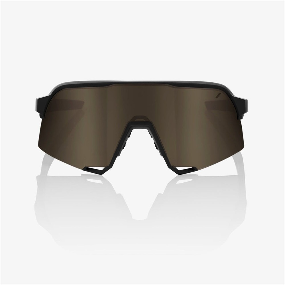 100% S3 Soft Tact Black Sunglasses Soft Gold Mirror Lens