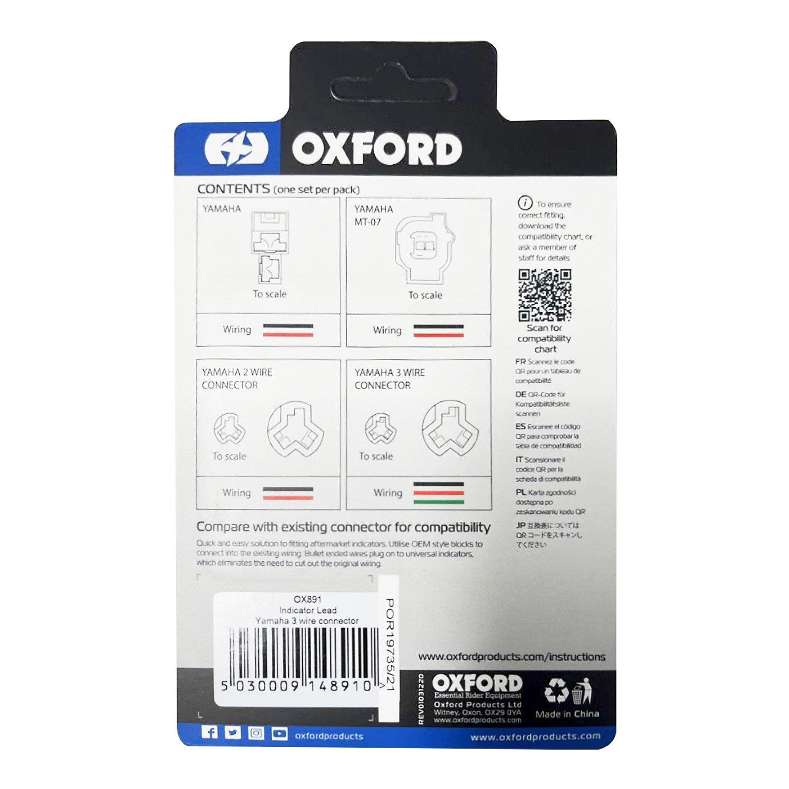 Oxford Indicator Leads Yamaha 3 Wire Connector with Day Light Function - Image 3