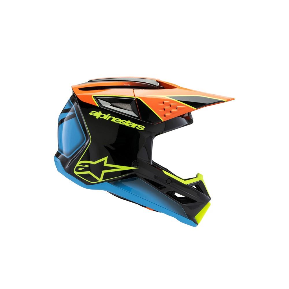 Alpinestars S-M3 Youth Motocross Helmet Fray Black/Orange/Yellow Fluoro Gloss