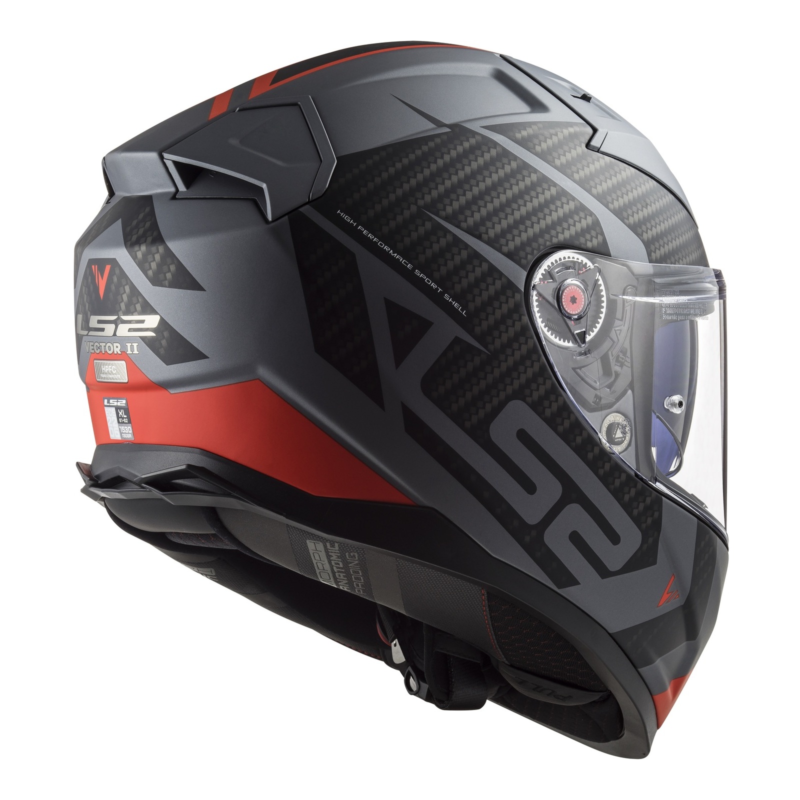 LS2 FF811 Vector II Splitter Road Helmet Matte Titanium / Red - Image 4