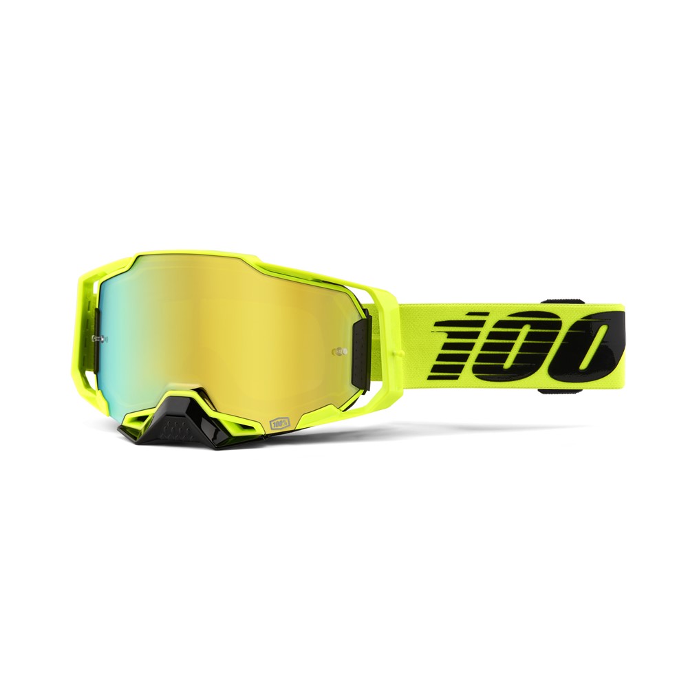 100% Armega Moto Goggle Nuclear Citrus - Mirror Gold  Lens