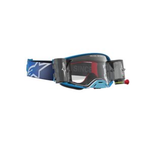 Alpinestars Supertech Firma 2.0 Motocross Goggles Roll Offs Blue/Silver Clear Lens - Image 2