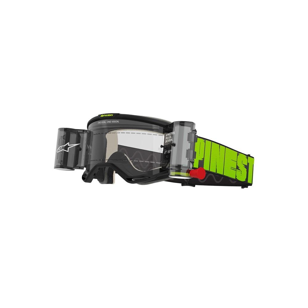 Alpinestars Vision 5 Hollow Motocross Goggle Roll Offs Charcoal/Fluoro Yellow - Clear Lens
