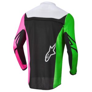 Alpinestars Racer Compass Motocross Jersey Black/Green Neon/Pink Fluoro - Image 2