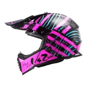 LS2 MX437 Fast Evo Verve Motocross Helmet Black / Flo Pink - Image 2