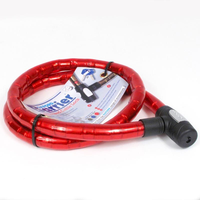 Oxford Barrier Armoured Cable Lock Red