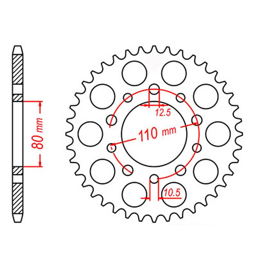 SPKT REAR OE STEEL 1332 42T #525