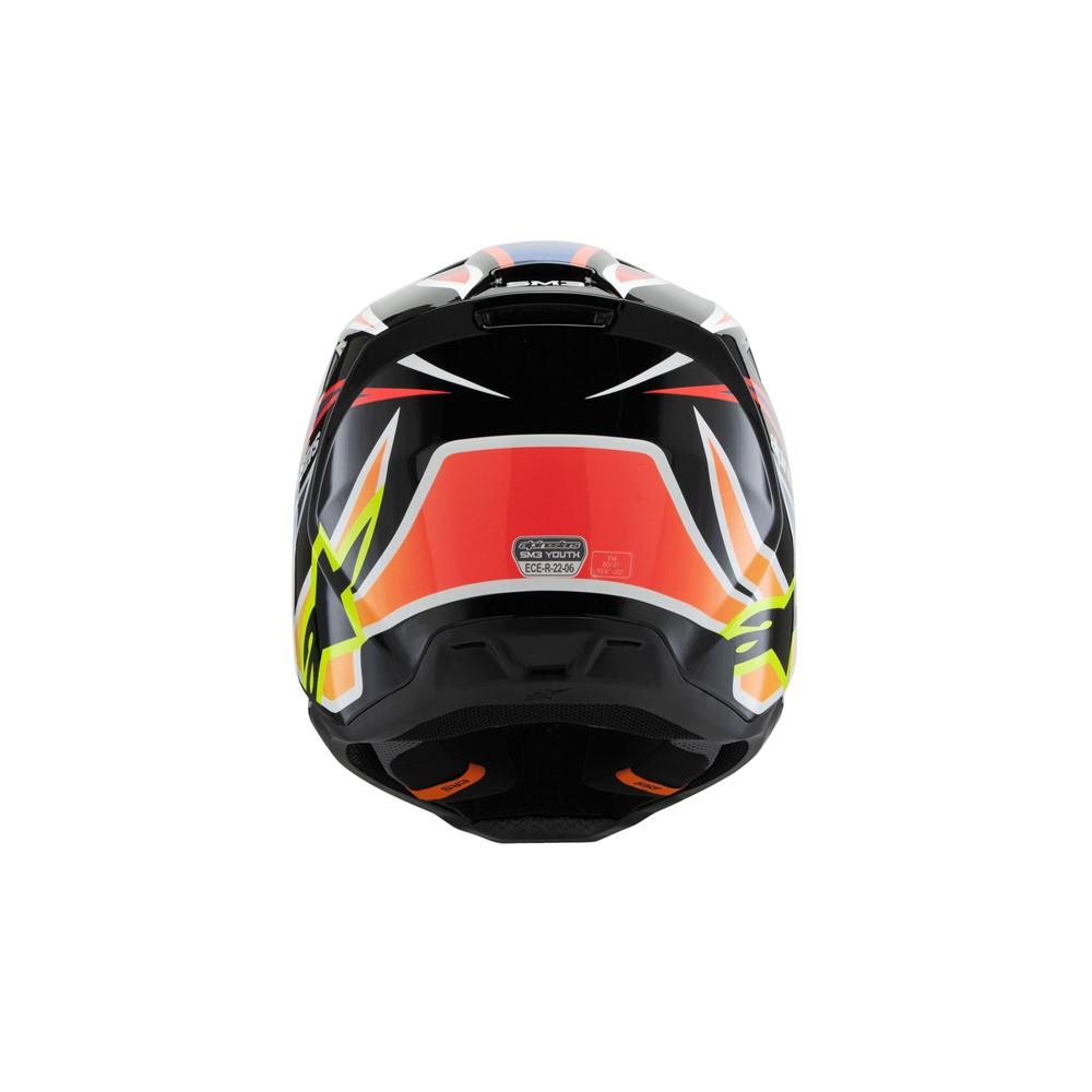 Alpinestars S-M3 Youth Motocross Helmet Wurx Black/Yellow Fluoro/Blue/Red Gloss