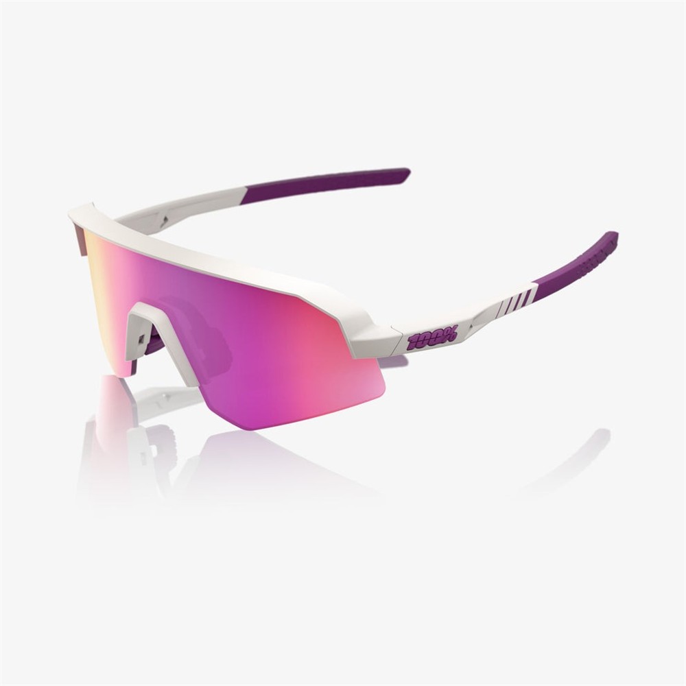 100% Slendale SL Matte Chalk Sunglasses Purple Mirror Lens