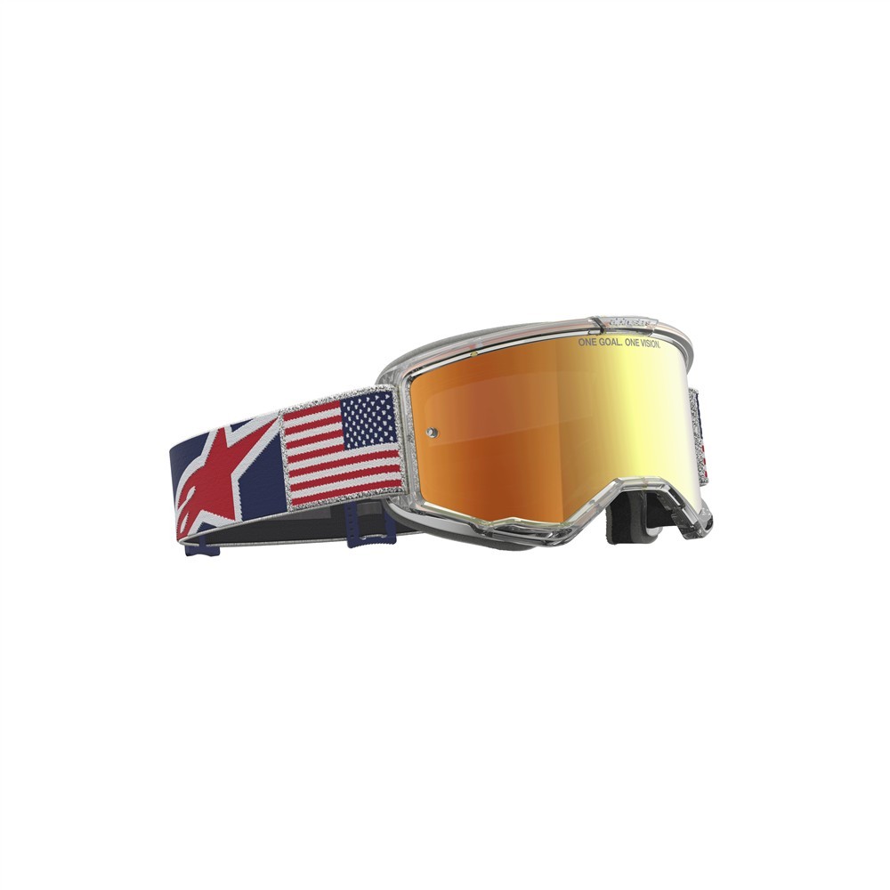 Alpinestars Limited Edition Vision 5 Fiftyfold Motocross Goggles Red/White/Blue Mirror Red Lens