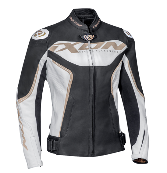 Ixon TRINITY Sport Leather Road Jacket Ladies White/Black/Gold