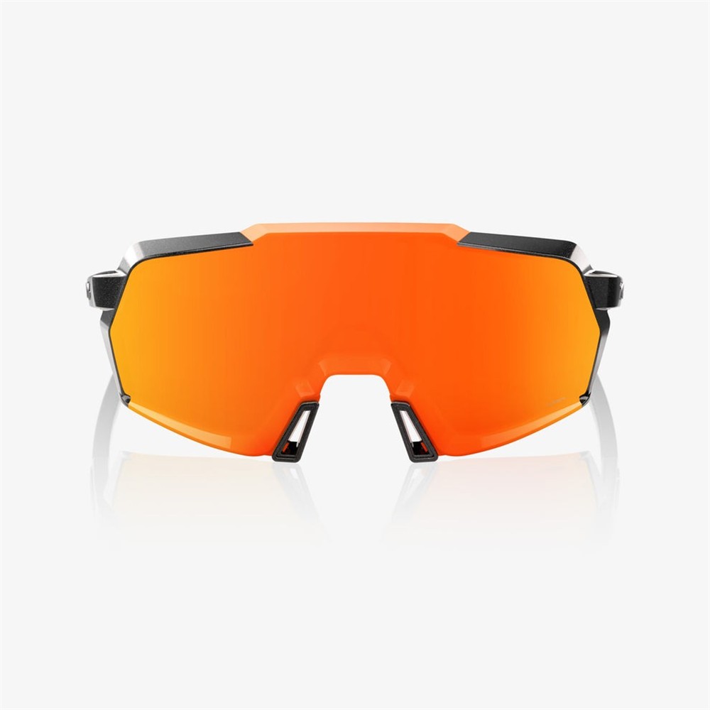 100% Korbin Gloss Metallic Black Sunglasses HiPER Red Mirror Lens