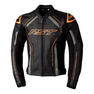 RST S1 Leather Road Jacket Back/Grey/Neon Orange - Image 1