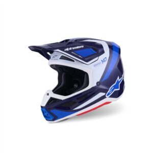 Alpinestars S-M7 Rise Motocross Helmet Blue/White Gloss - Image 1