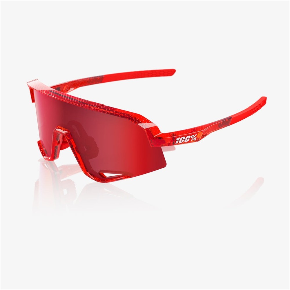 100% Slendale Campari Translucent Red Sunglasses HiPER Fire Red Mirror Lens