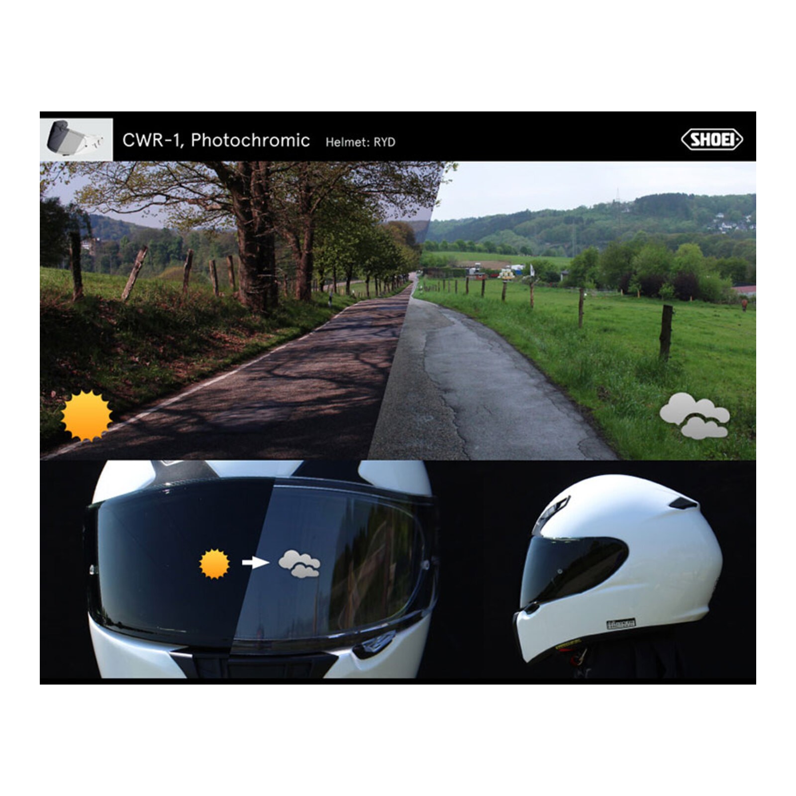 Shoei Visor NXR Ryd (X-Spirit 3 CWR-1) with Pin Transitional - Image 2