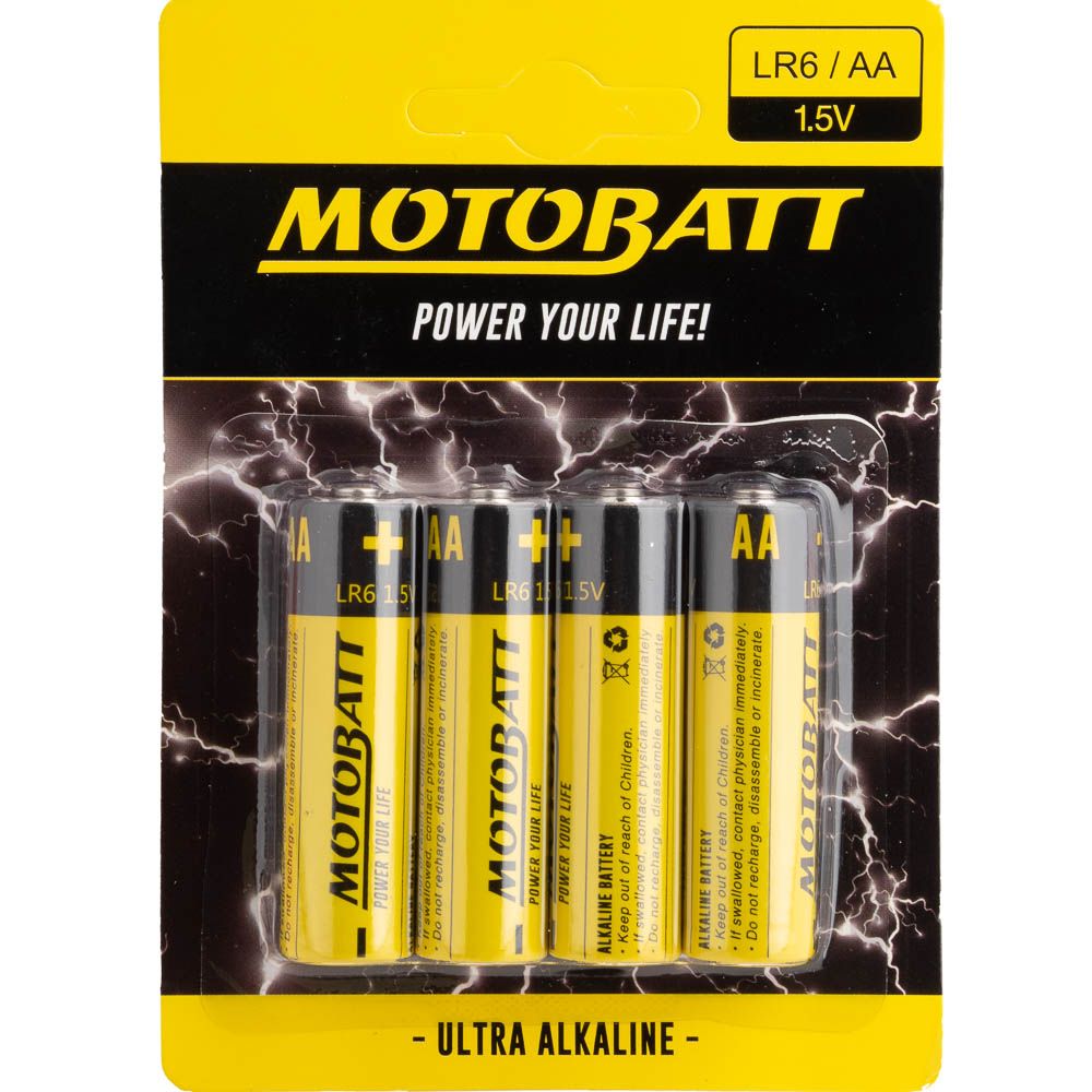 MOTOBATT AA (LR6) 1.5 ALKALINE BATTERY  4 PER CARD (10BOX)