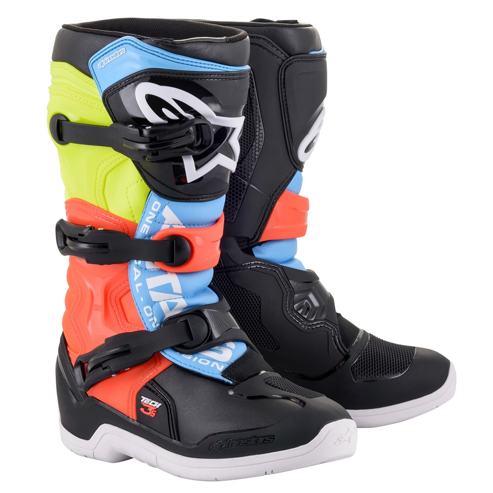 Alpinestars Tech-3S Youth Black/Yellow Fluoro/Red Fluoro Motocross Boots