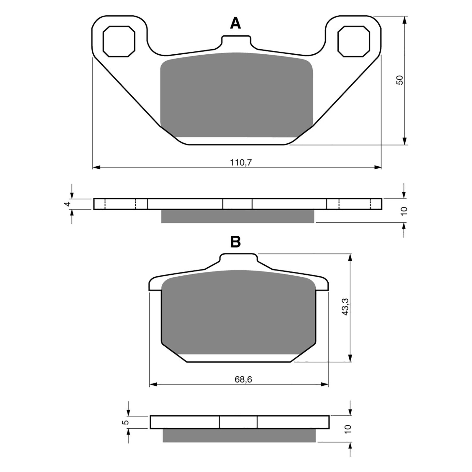 BRAKE PADS GOLDFREN SINTERED SPORTS GF037 - S3 ( PH26 ) - Image 1