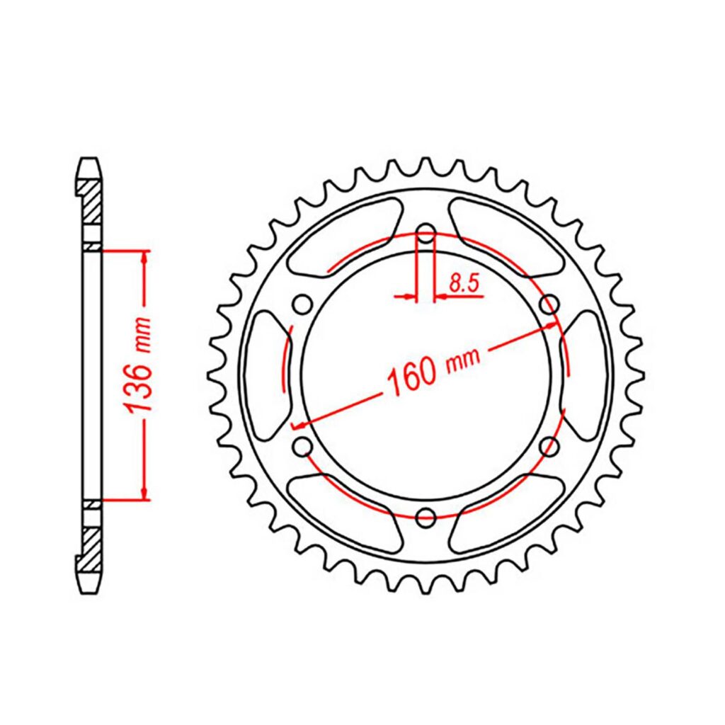 SPKT REAR OE STEEL 005 47T #520