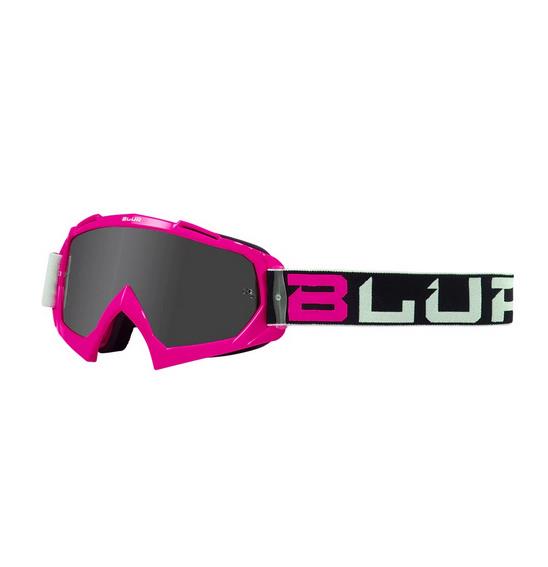 Blur B-10 Two Face Motocross Goggles Pink/Black/White Silver Lens