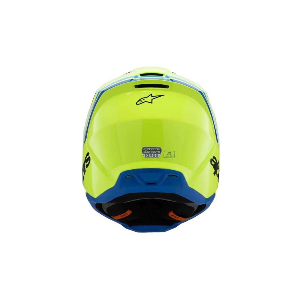 Alpinestars S-M3 Youth Motocross Helmet Radium Yellow Fluoro/Black/Blue Gloss