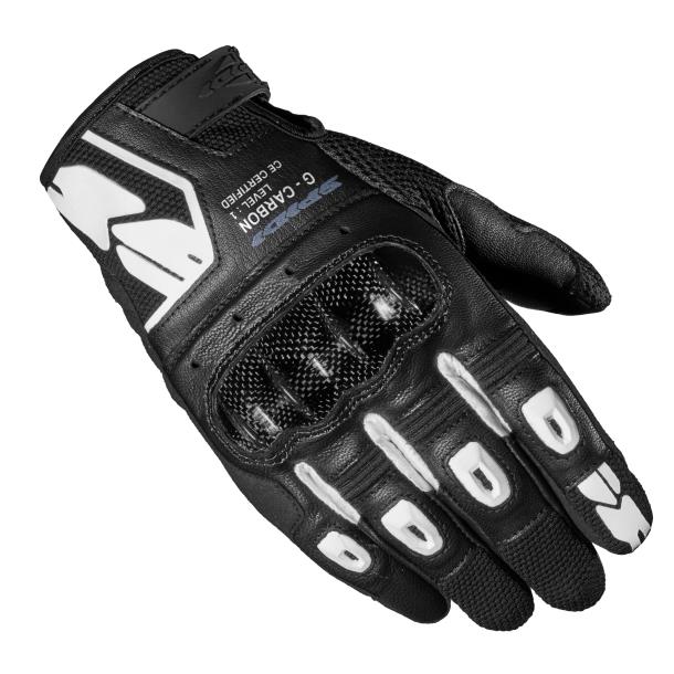 Spidi G-Carbon Leather Short Road Gloves Black/White