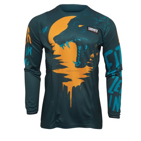 Thor Pulse Counting Sheep Motocross Jersey Youth Teal/Tangerine