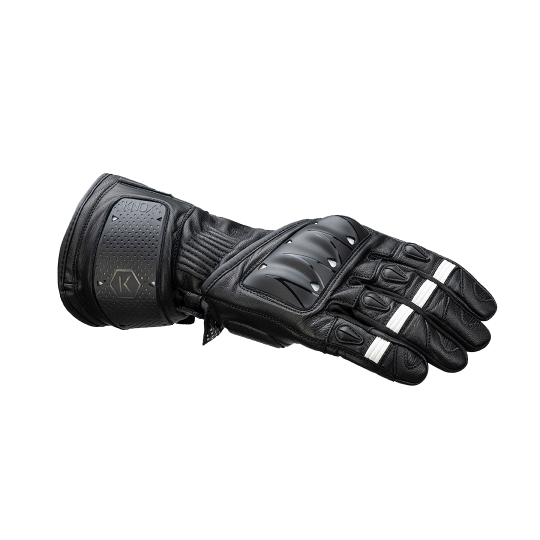 XS Oulton MK2 Motorcycle Gloves Black/White KNOX - Image 1