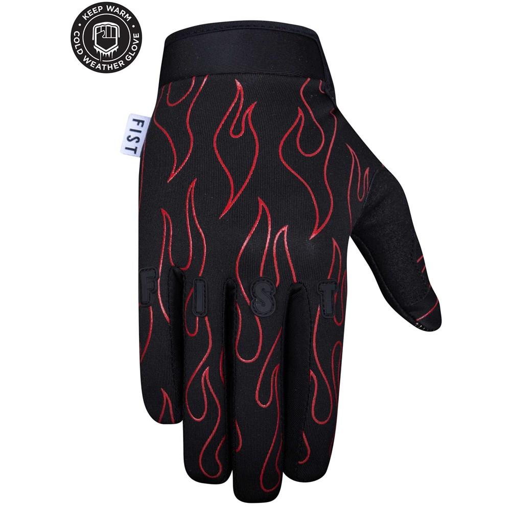 Fist Flame Frosty Fingers Cold Weather Gloves Youth Red