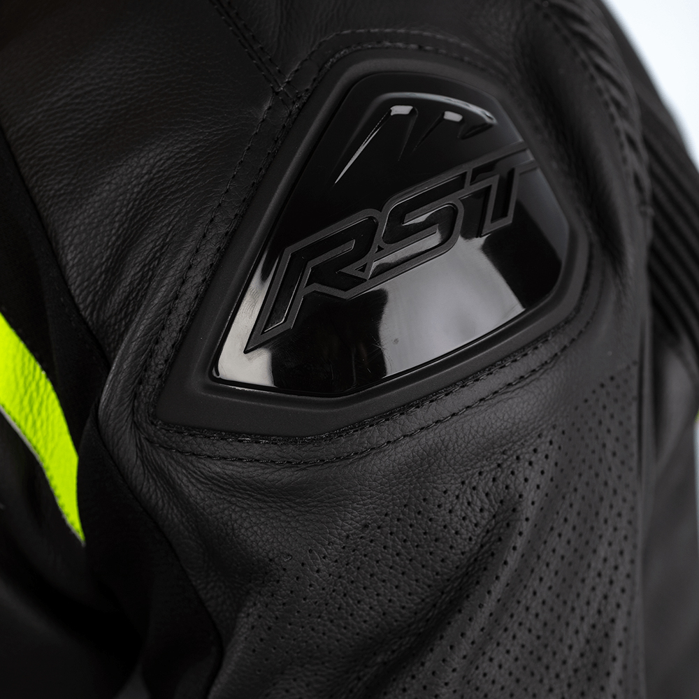 RST Sabre CE Leather Jacket Black/Grey/Flo Yellow