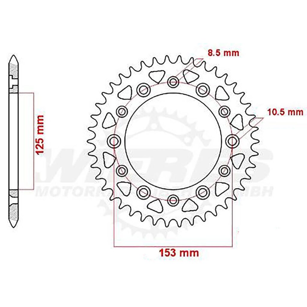 SPKT REAR OE STEEL 210 / 301 40T #520