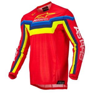 Alpinestars Techstar Quadro Motocross Jersey Bright Red/Yellow Fluoro/Blue - Image 1