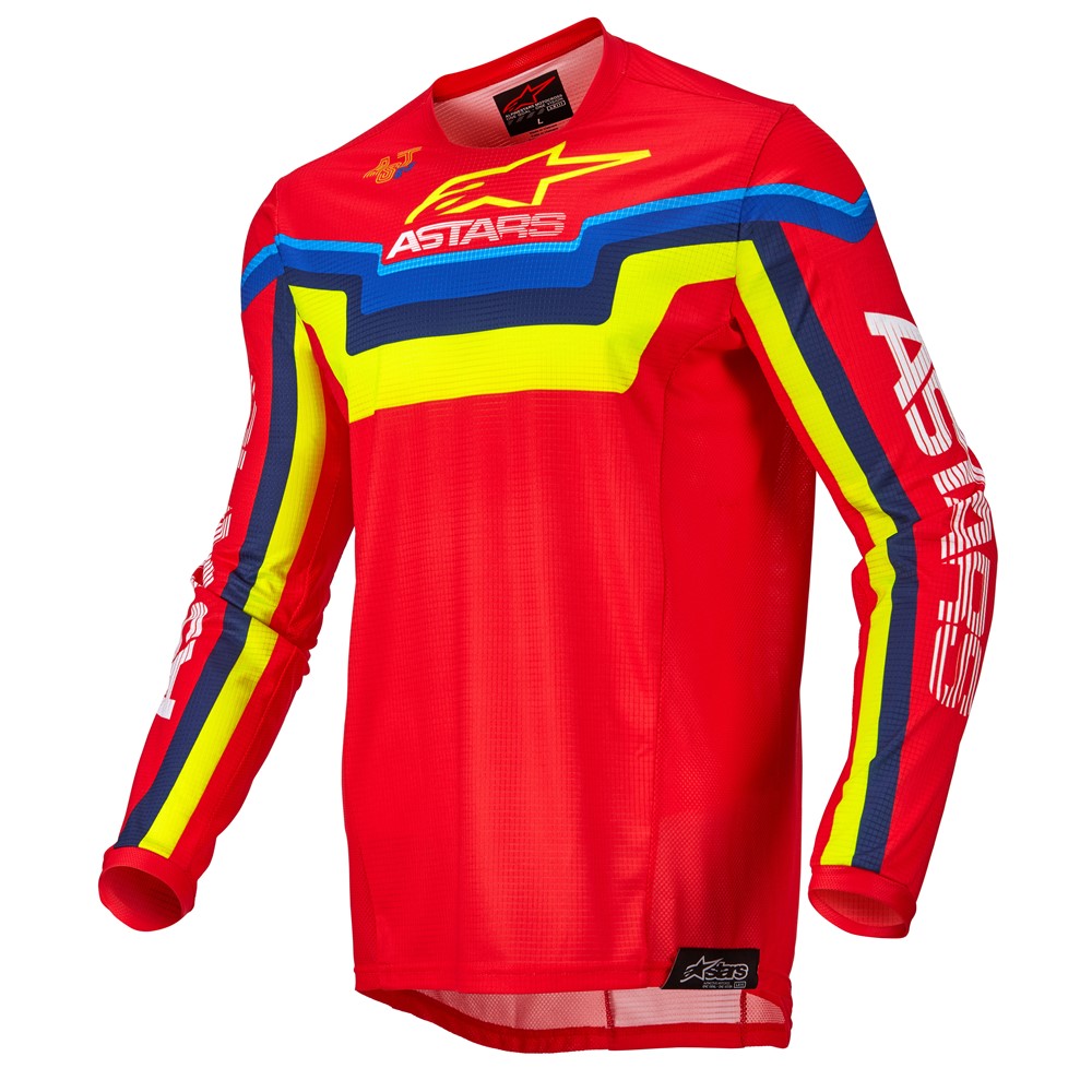 Alpinestars Techstar Quadro Motocross Jersey Bright Red/Yellow Fluoro/Blue