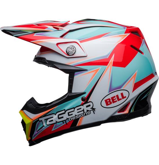 Bell Moto-9s Flex Tagger Edge Motocross Helmet White/Aqua