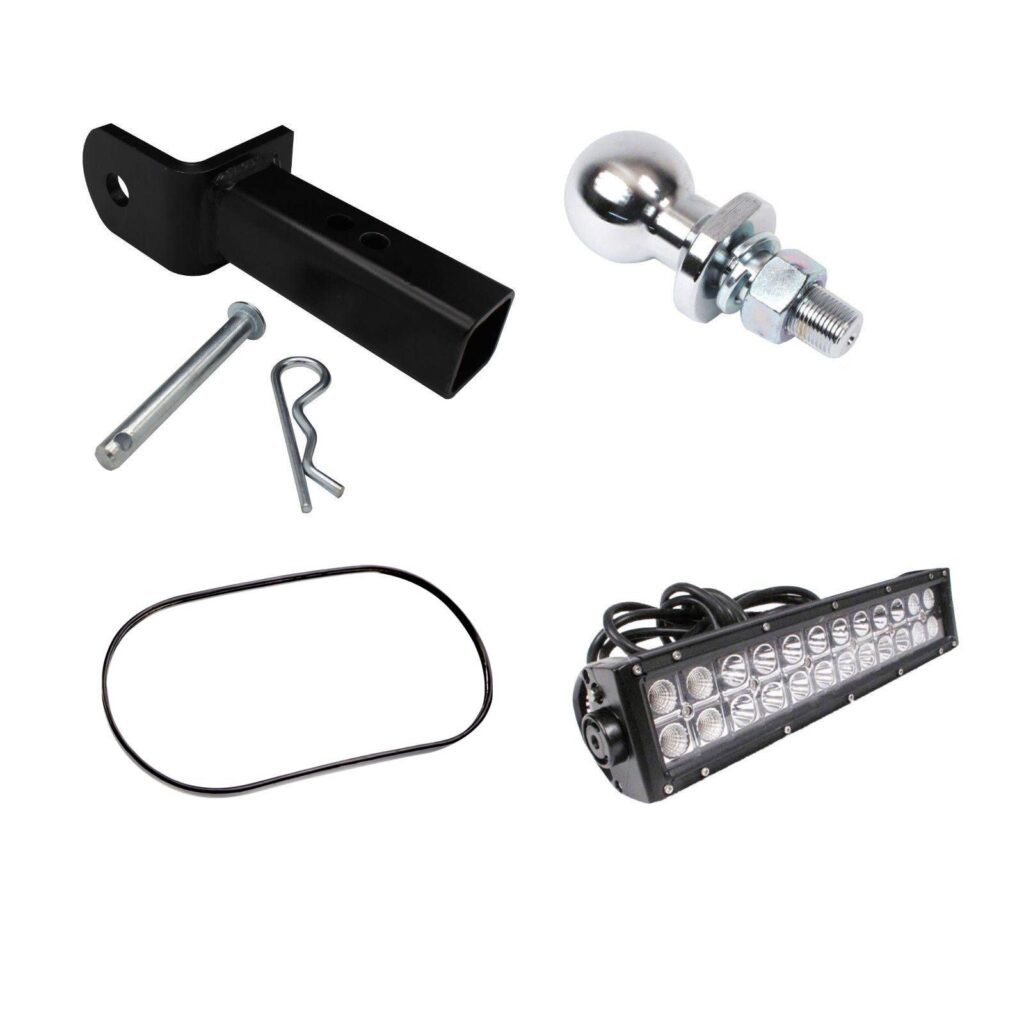 UTV BUNDLE CONTAINS, MIRROR, LIGHT BAR, TOWBALL & HITCH