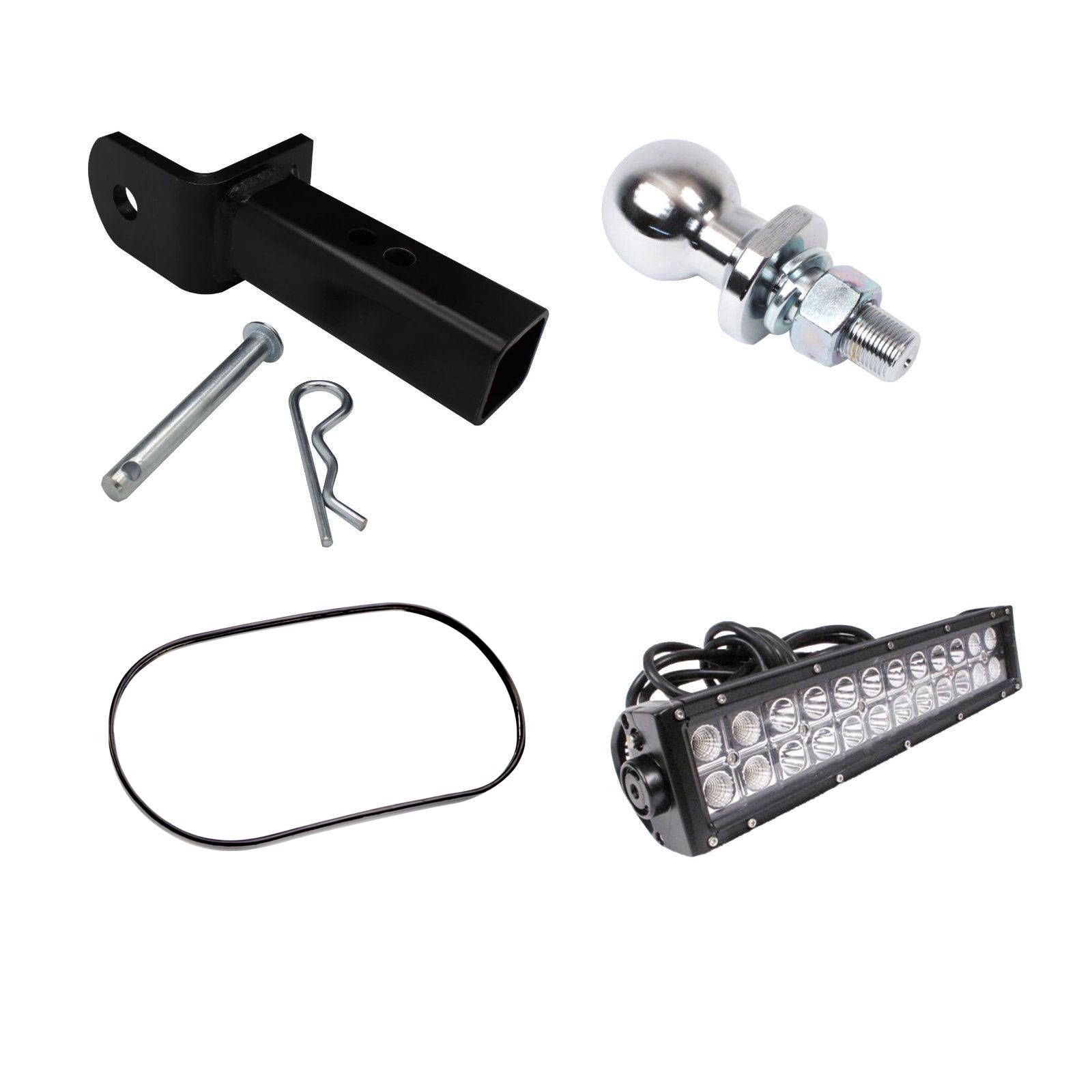 UTV BUNDLE CONTAINS, MIRROR, LIGHT BAR, TOWBALL & HITCH - Image 1