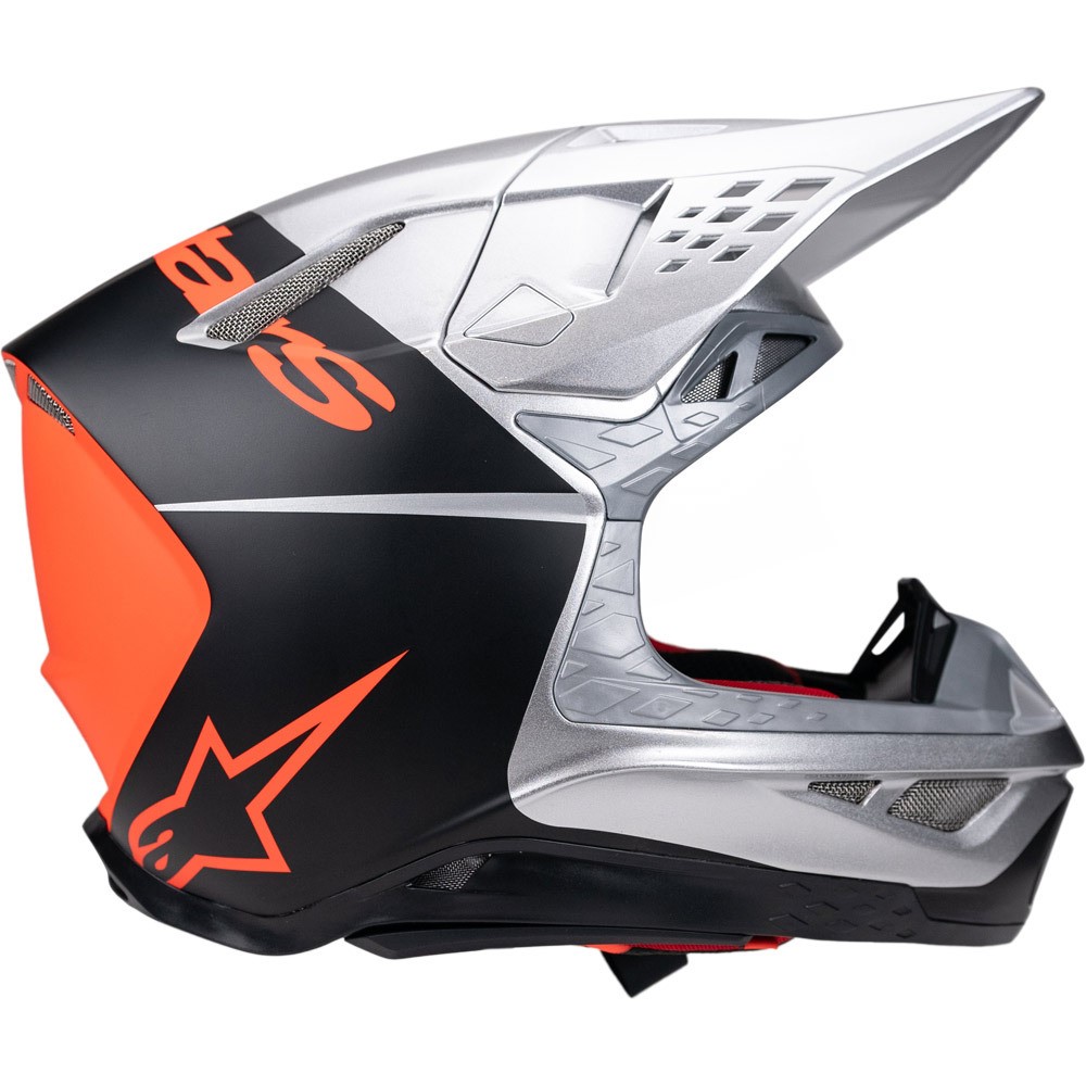 Alpinestars Supertech S-M10 Motocross Helmet Flood Silver/Black/Orange Fluoro Matte/Gloss